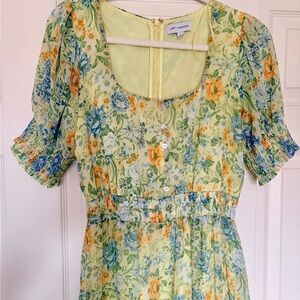 Lost + Wander Women's Floral Maxi Dress - Green, blue & golden yellow